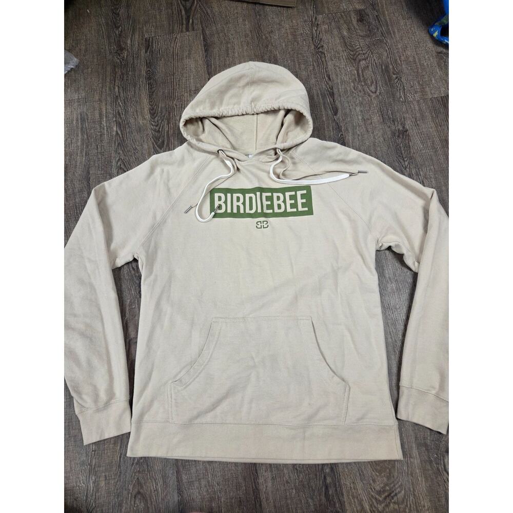 BirdieBee Women's Large Beige Tan Green Hoodie Sweatshirt Pullover Size Large
